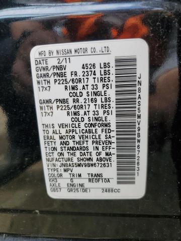 2011 Nissan Rogue VIN JN8AS5MV9BW672631 Copart auction photo, front end / side damage thumbnail 13