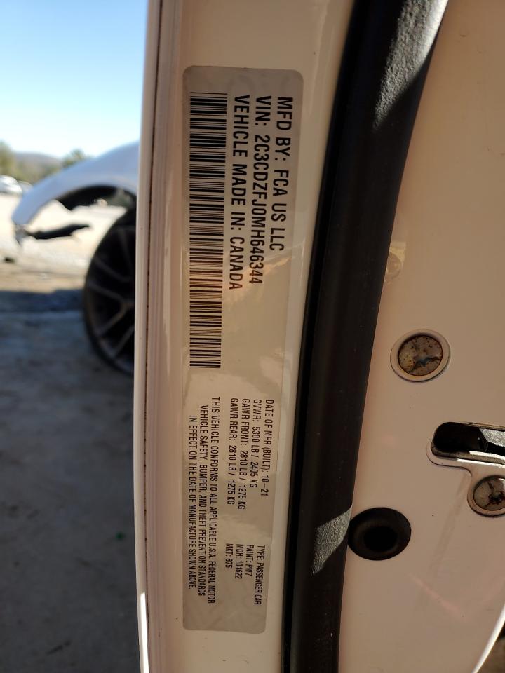 2021 Dodge Challenger VIN 2C3CDZFJ0MH646344 Copart auction photo, front end damage thumbnail 12