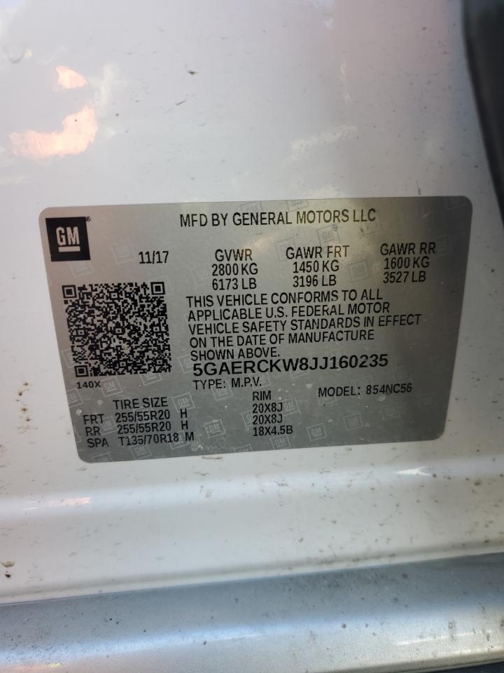 2018 Buick Enclave VIN 5GAERCKW8JJ160235 Copart auction photo, side / front end damage thumbnail 14