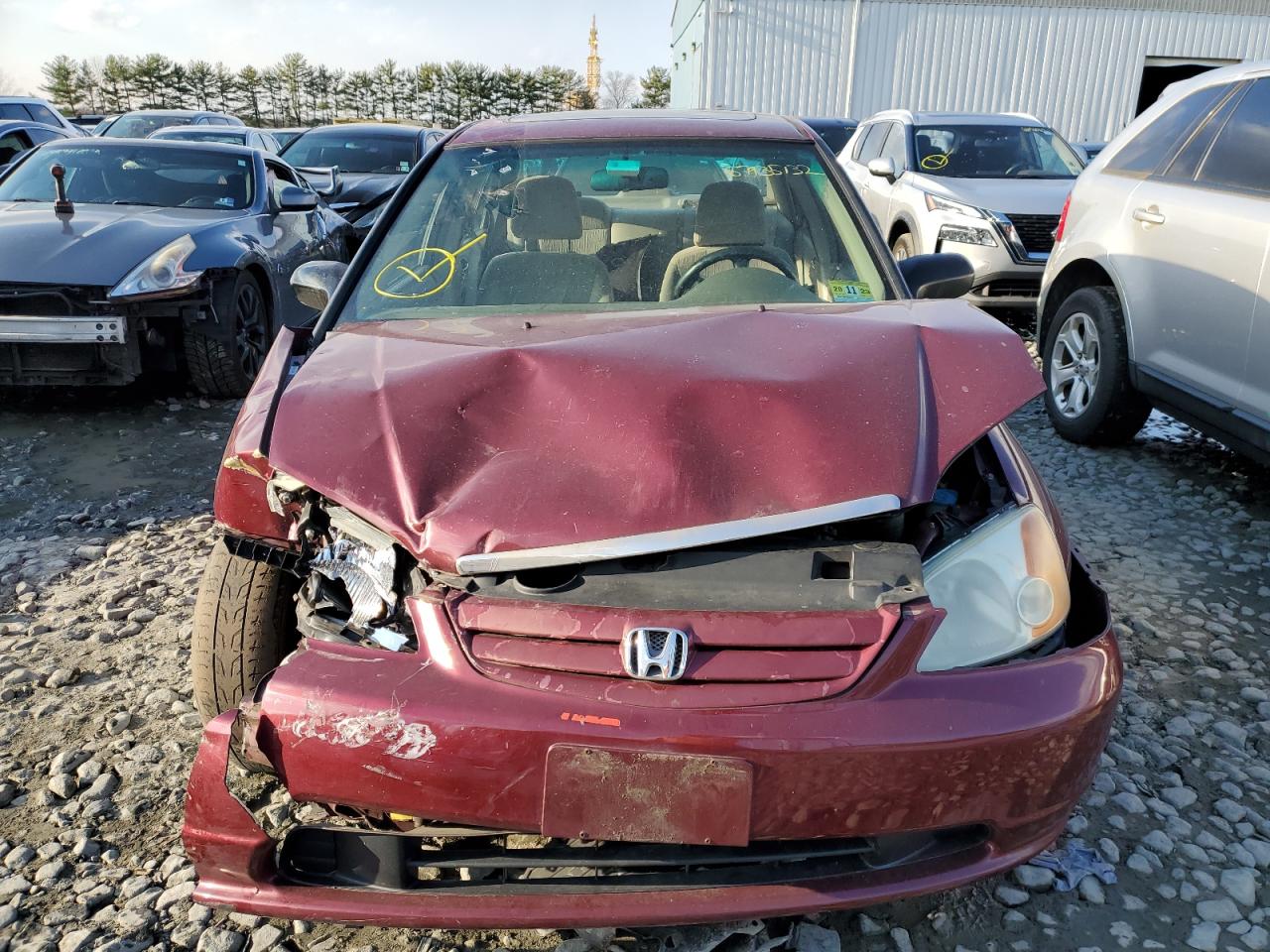 2002 Honda Civic VIN 2HGES26792H594023 Copart auction photo, front end damage thumbnail 5