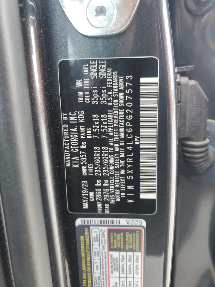 2023 KIA Sorento VIN 5XYRL4LC6PG207573 Copart auction photo, front end / hail damage thumbnail 15