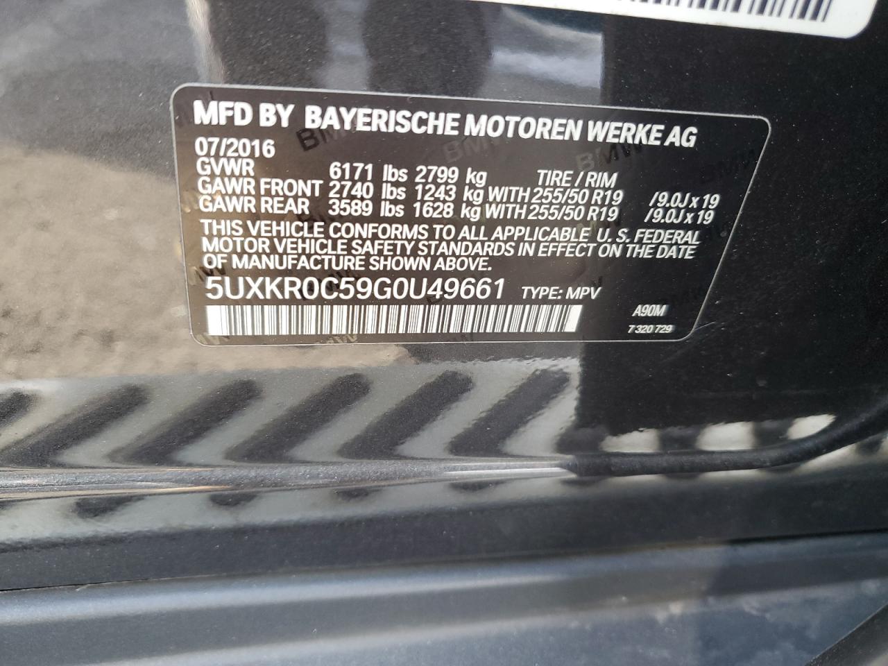 2016 BMW X5 VIN 5UXKR0C59G0U49661 Copart auction photo, front end damage thumbnail 13