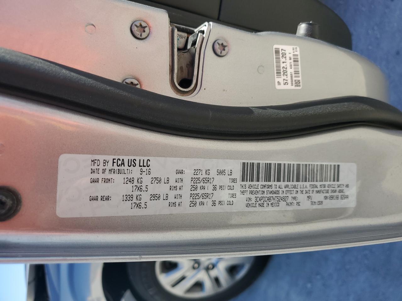 2017 Dodge Journey VIN 3C4PDCAB7HT524927 Copart auction photo, front end damage thumbnail 13