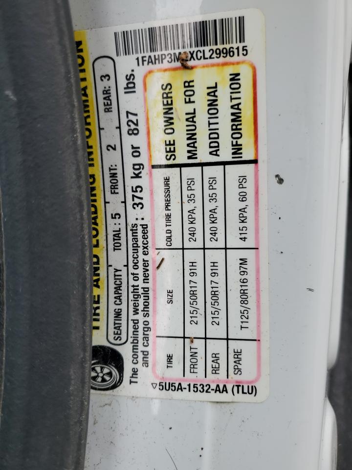 2012 Ford Focus VIN 1FAHP3M2XCL299615 Copart auction photo, front end / side damage thumbnail 14