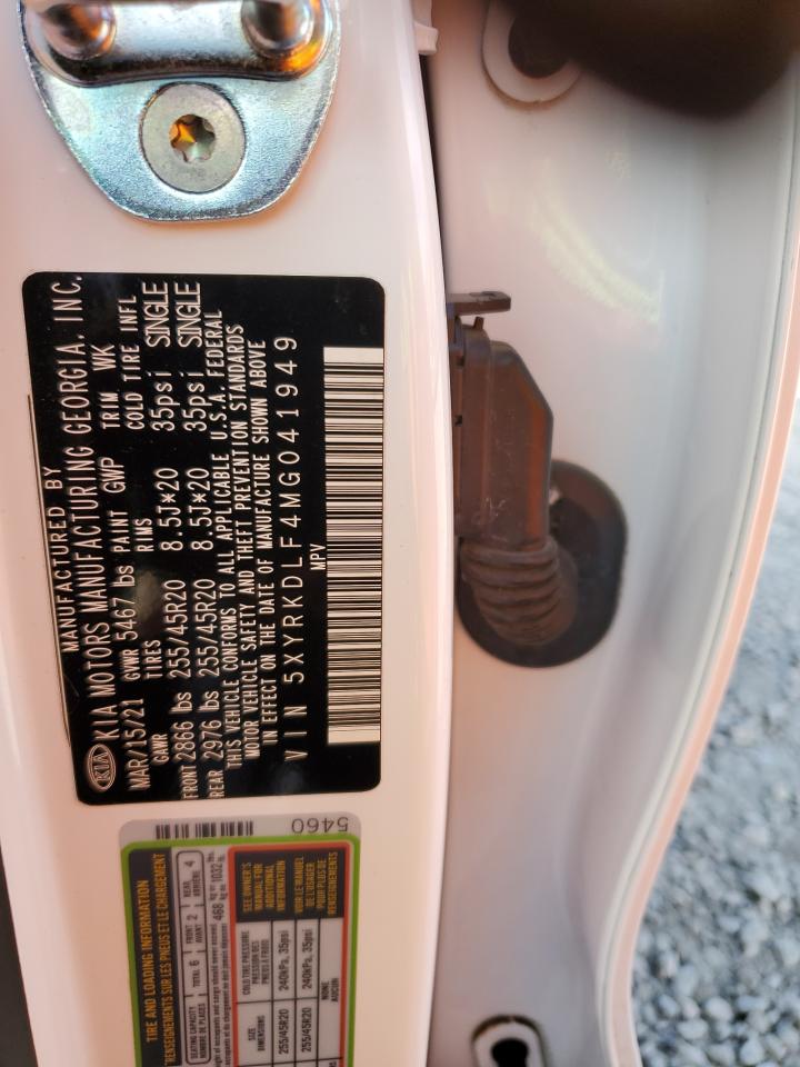2021 KIA Sorento VIN 5XYRKDLF4MG041949 Copart auction photo, front end / side damage thumbnail 15