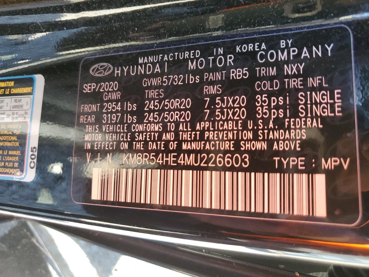 2021 Hyundai Palisade VIN KM8R54HE4MU226603 Copart auction photo, all over damage thumbnail 13