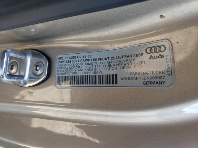 2011 Audi A5 VIN WAULFAFH5BN009097 Copart auction photo, side damage thumbnail 12