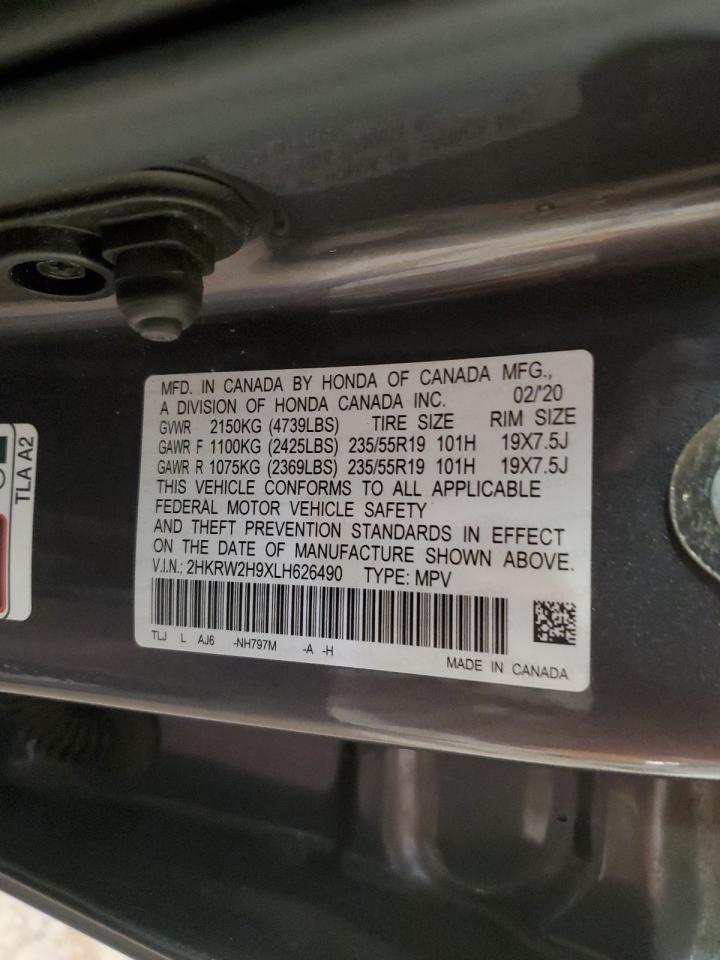 2020 Honda CR-V VIN 2HKRW2H9XLH626490 Copart auction photo, vandalism damage thumbnail 13