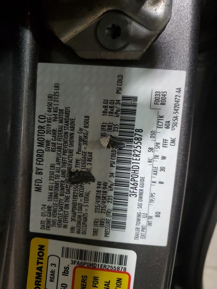 2014 Ford Fusion VIN 3FA6P0HD1ER255878 Copart auction photo, partial repair / mechanical damage thumbnail 13