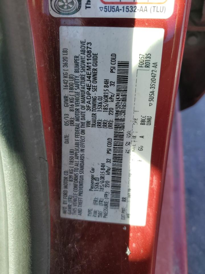 2014 Ford Fiesta VIN 3FADP4EJ4EM110873 Copart auction photo, front end damage thumbnail 14