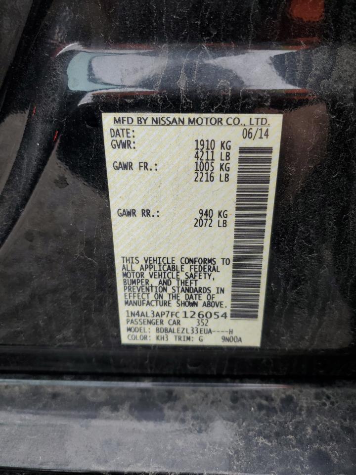 2015 Nissan Altima VIN 1N4AL3AP7FC126054 Copart auction photo, rear end damage thumbnail 12