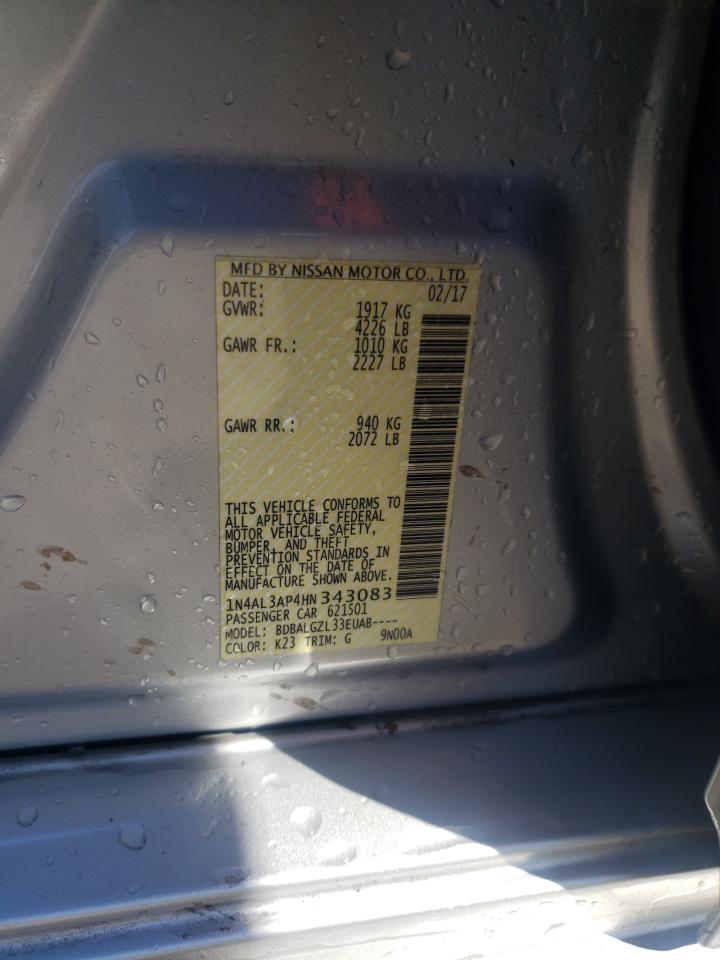 2017 Nissan Altima VIN 1N4AL3AP4HN343083 Copart auction photo, rear end damage thumbnail 12
