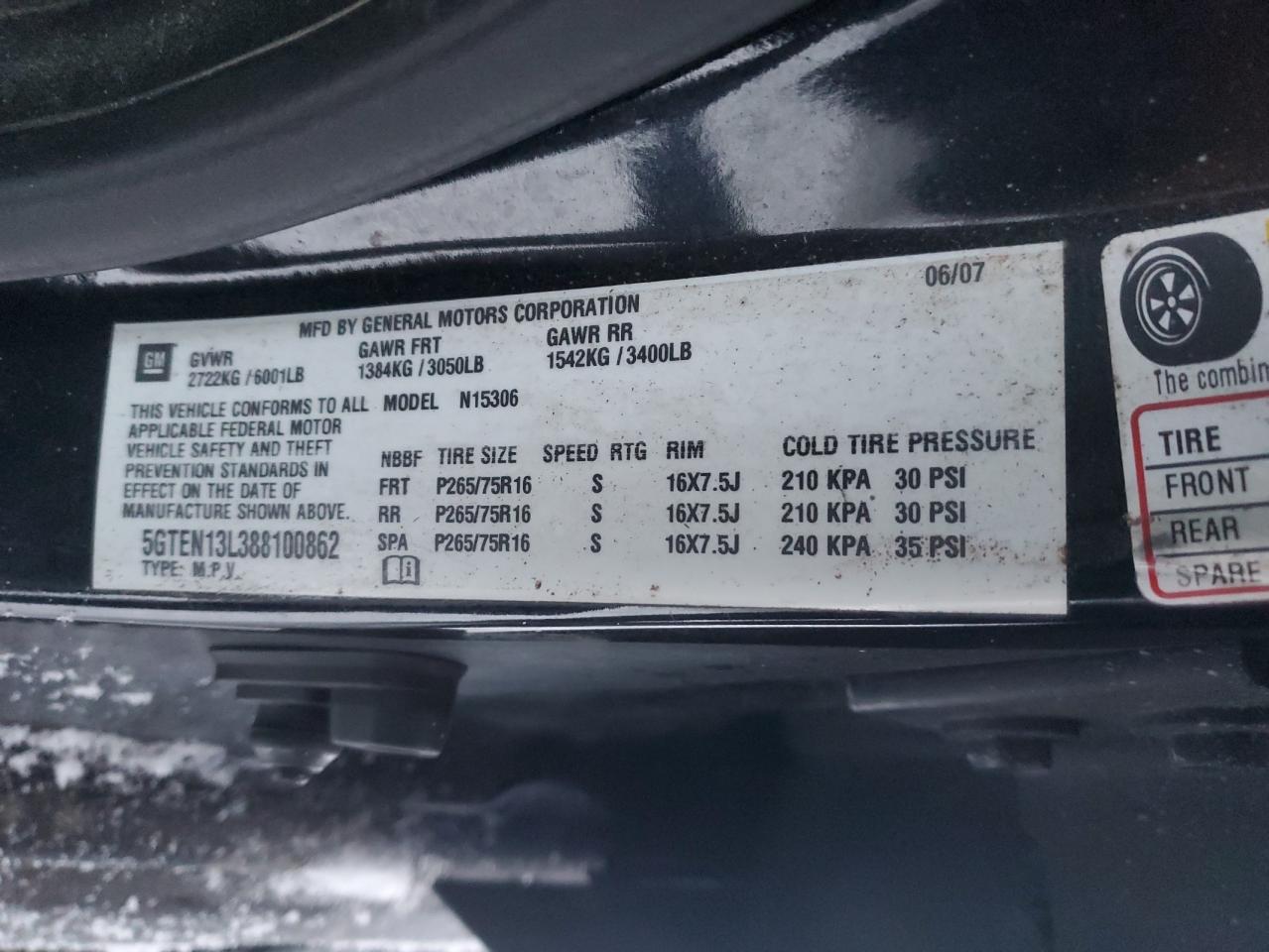 2008 Hummer H3 VIN 5GTEN13L388100862 Copart auction photo, front end damage thumbnail 14