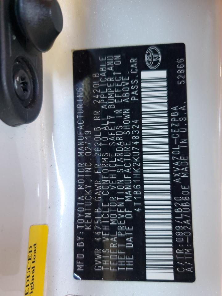 2019 Toyota Camry VIN 4T1B61HK2KU748324 Copart auction photo, all over / front end damage thumbnail 13