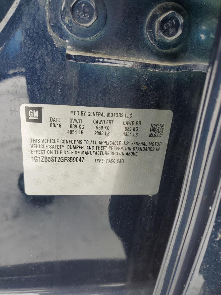 2016 Chevrolet Malibu VIN 1G1ZB5ST2GF359047 Copart auction photo, front end / side damage thumbnail 13