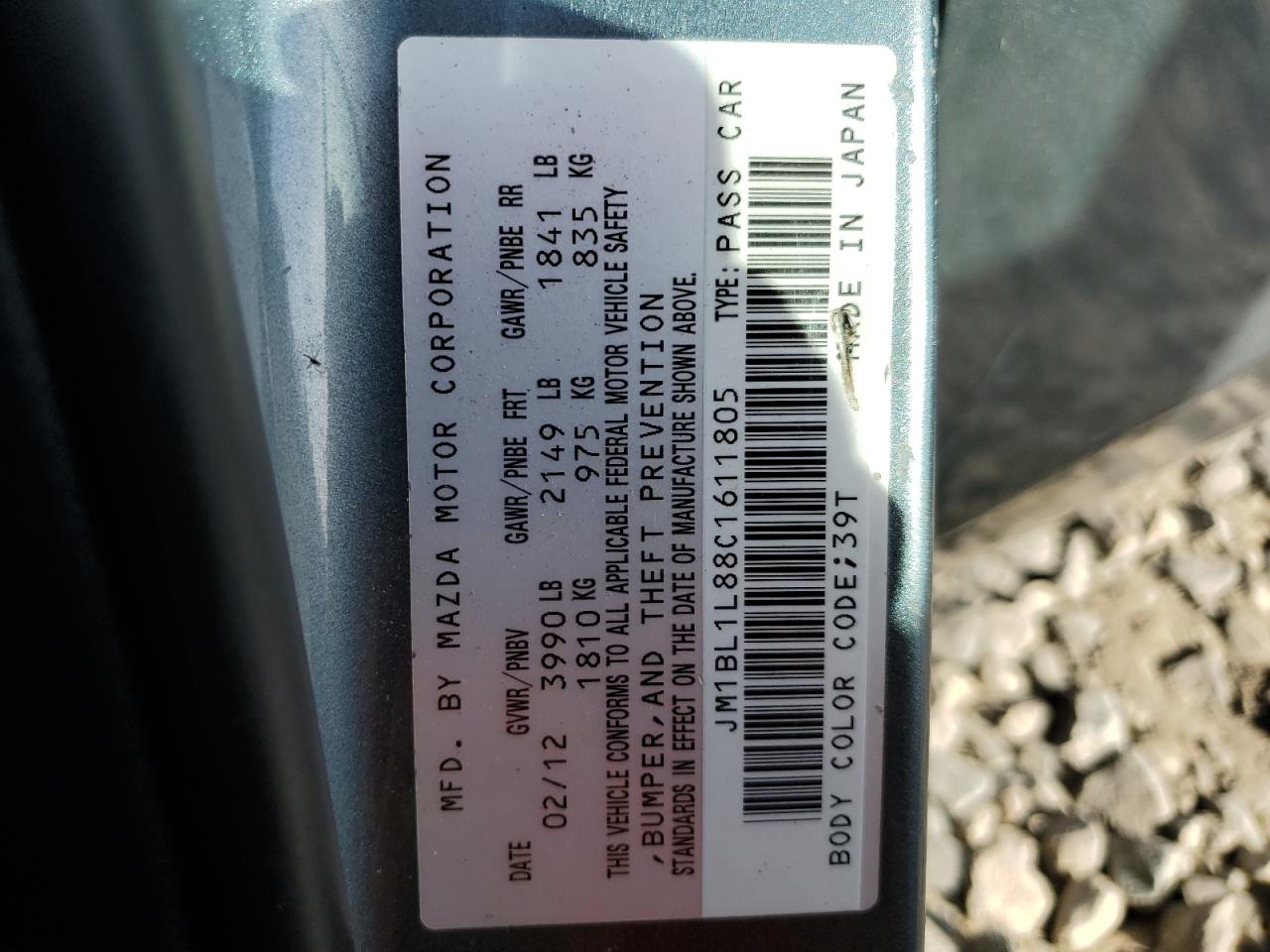 2012 Mazda 3 VIN JM1BL1L88C1611805 Copart auction photo, front end / rear end damage thumbnail 13