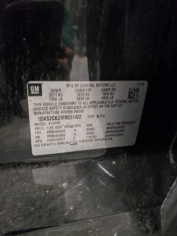 2015 GMC Yukon VIN 1GKS2CKJ1FR531422 Copart auction photo, front end damage thumbnail 13