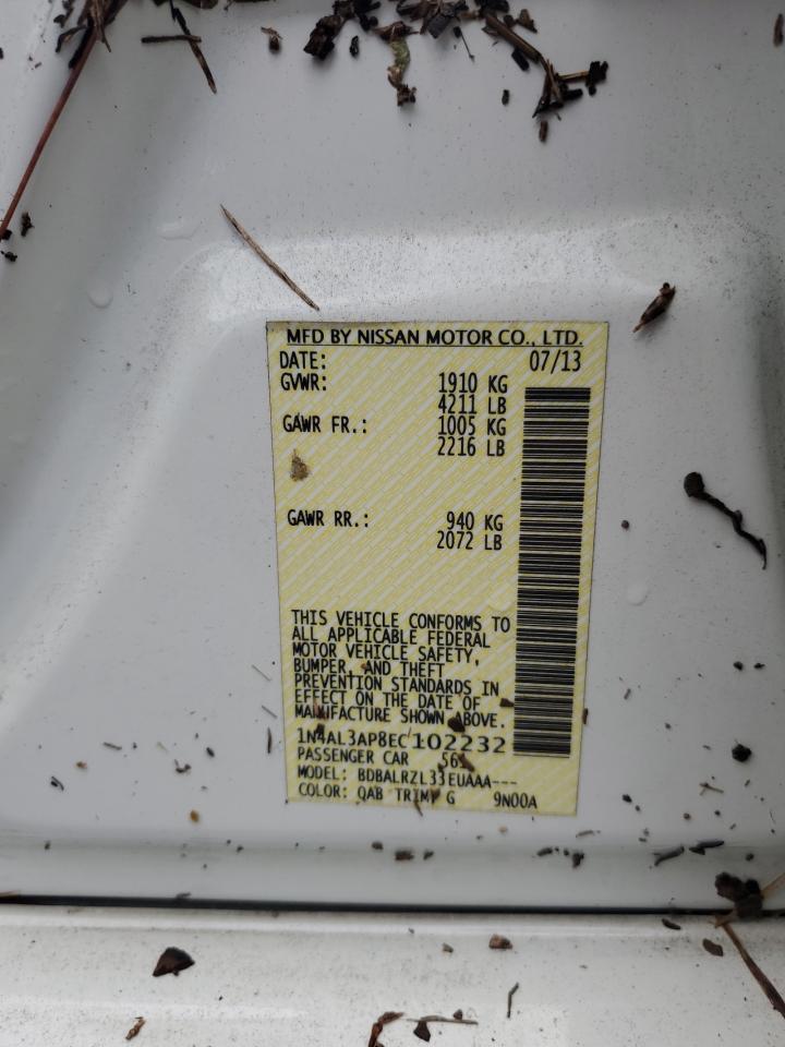 2014 Nissan Altima VIN 1N4AL3AP8EC102232 Copart auction photo, water/flood damage thumbnail 13