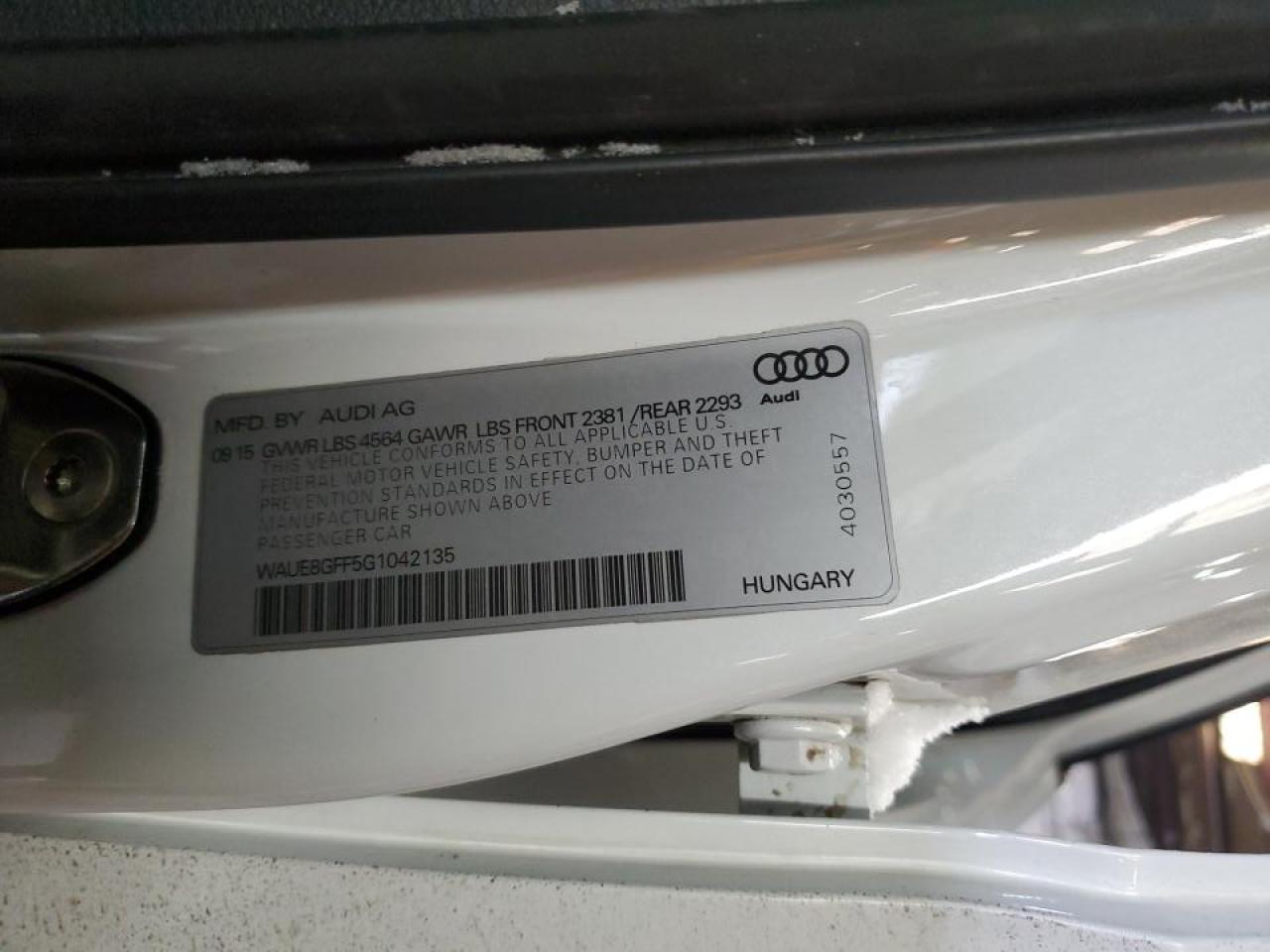 2016 Audi A3 VIN WAUE8GFF5G1042135 Copart auction photo, rear end damage thumbnail 13