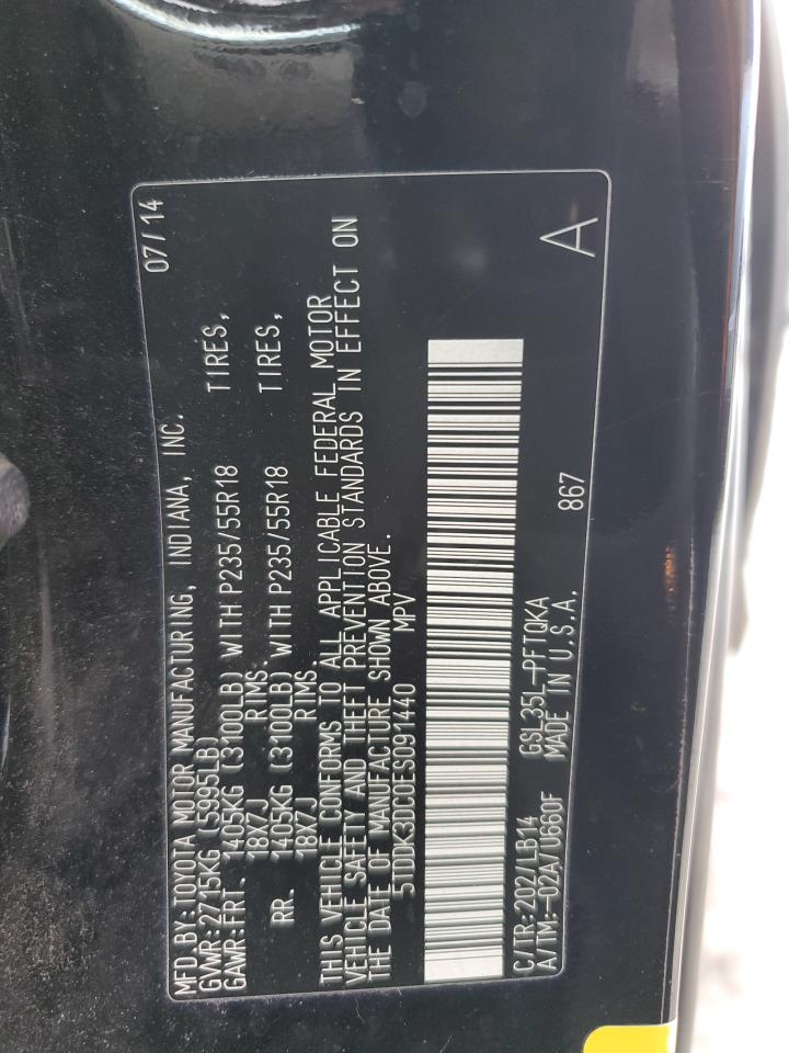 2014 Toyota Sienna VIN 5TDDK3DC0ES091440 Copart auction photo, front end damage thumbnail 13