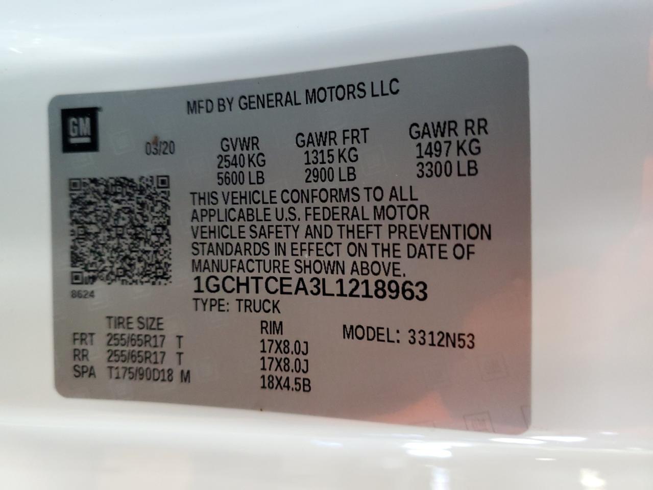 2020 Chevrolet Colorado VIN 1GCHTCEA3L1218963 Copart auction photo, minor dent/scratches damage thumbnail 12