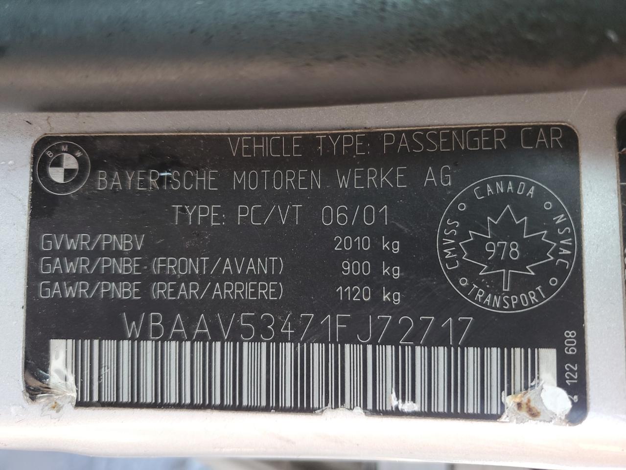 2001 BMW 3er VIN WBAAV53471FJ72717 Copart auction photo, front end / undercarriage damage thumbnail 12