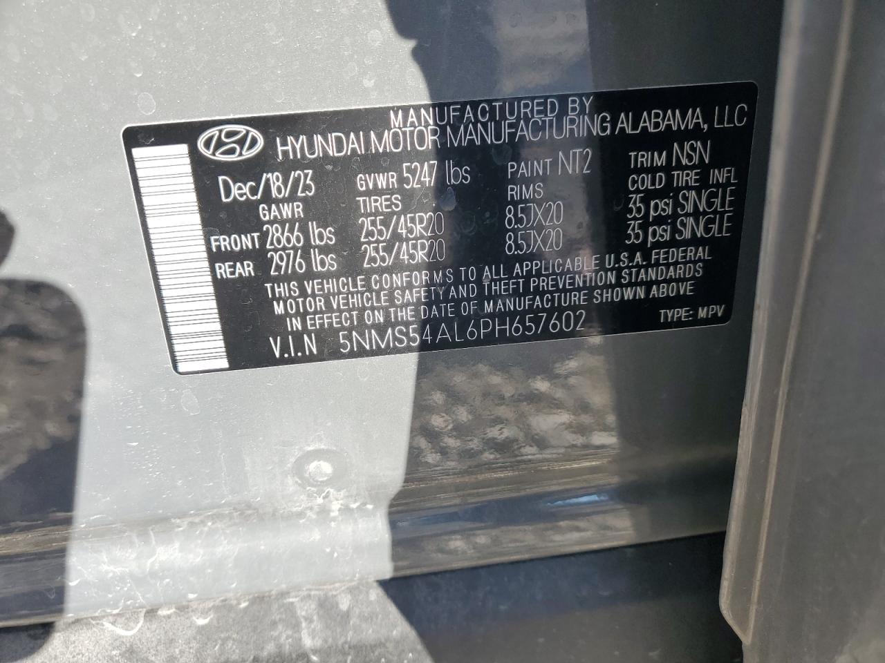 2023 Hyundai Santa Fe VIN 5NMS54AL6PH657602 Copart auction photo, front end / rear end damage thumbnail 13