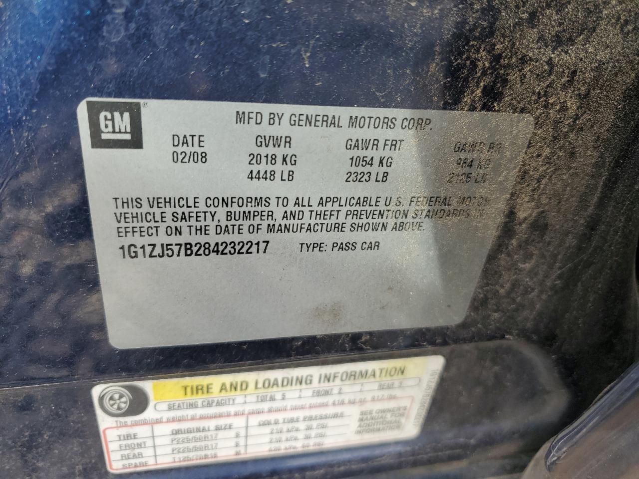 2008 Chevrolet Malibu VIN 1G1ZJ57B284232217 Copart auction photo, minor dent/scratches damage thumbnail 12