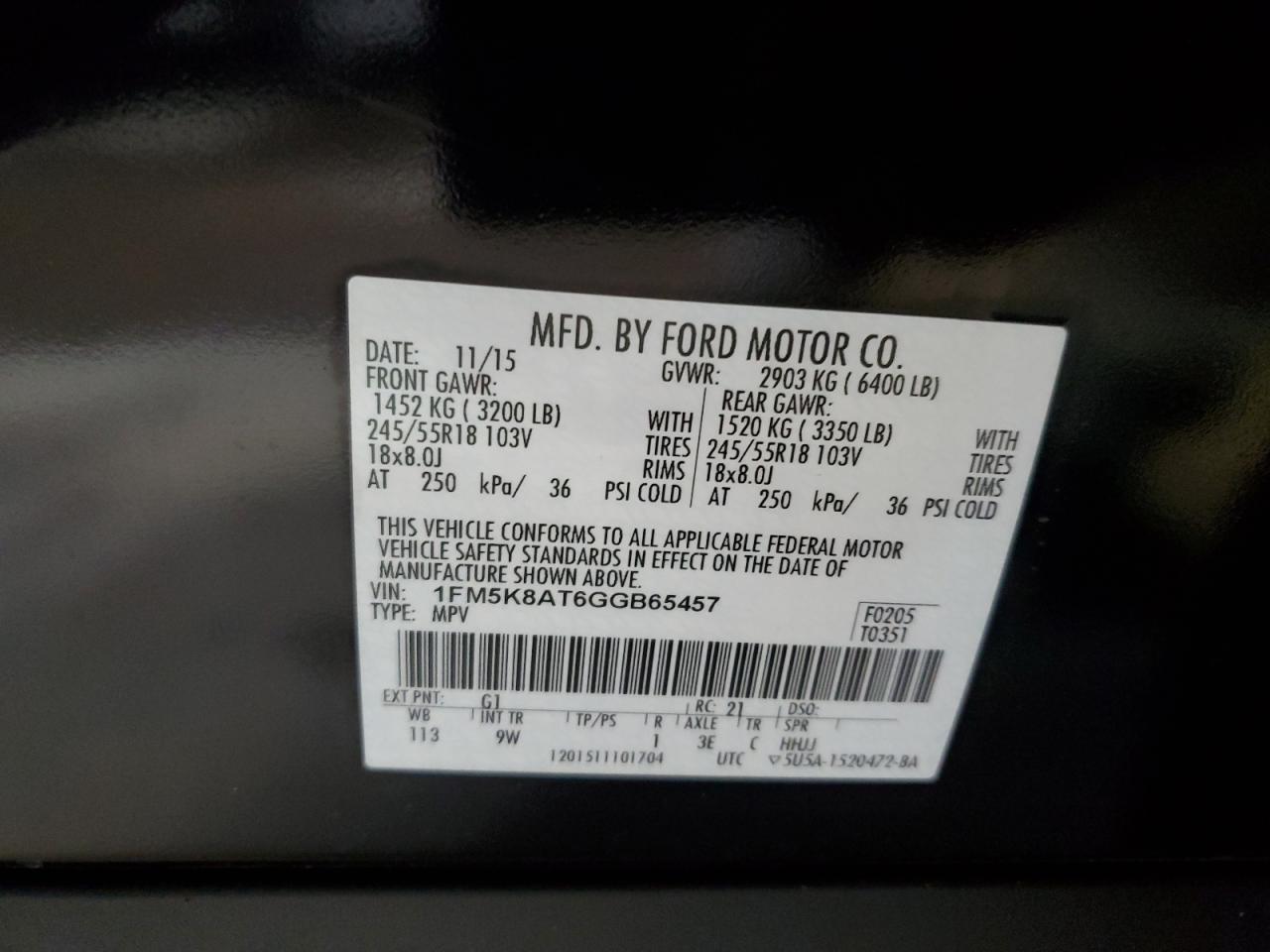 2016 Ford Explorer VIN 1FM5K8AT6GGB65457 Copart auction photo, front end / minor dent/scratches damage thumbnail 13