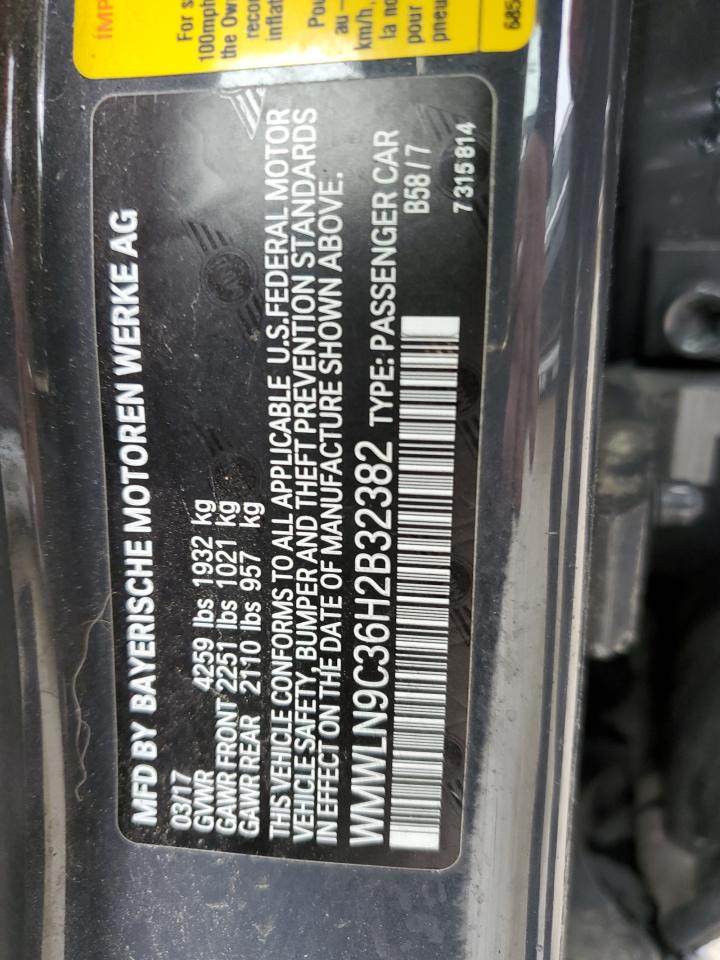 2017 MINI Cooper VIN WMWLN9C36H2B32382 Copart auction photo, front end damage thumbnail 12