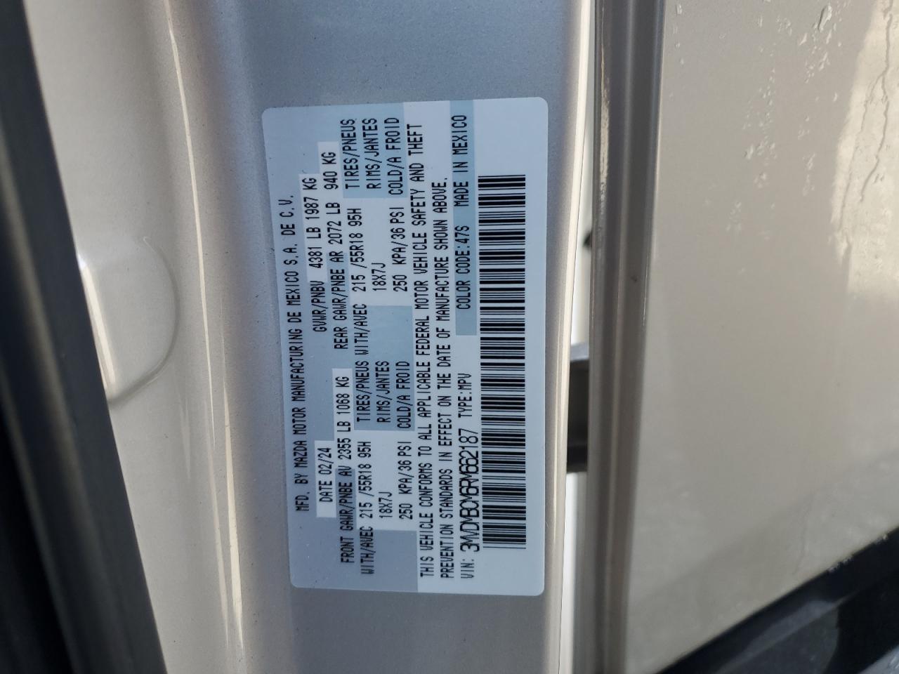 2024 Mazda CX-30 VIN 3MVDMBCM6RM662187 Copart auction photo, rear end damage thumbnail 13