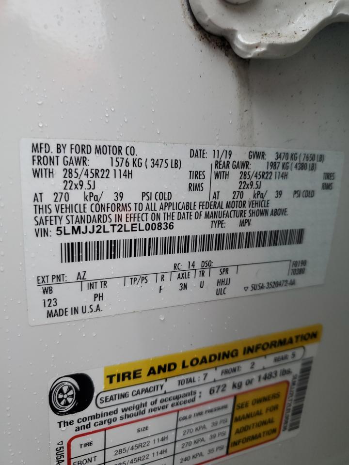 2020 Lincoln Navigator VIN 5LMJJ2LT2LEL00836 Copart auction photo, front end damage thumbnail 13