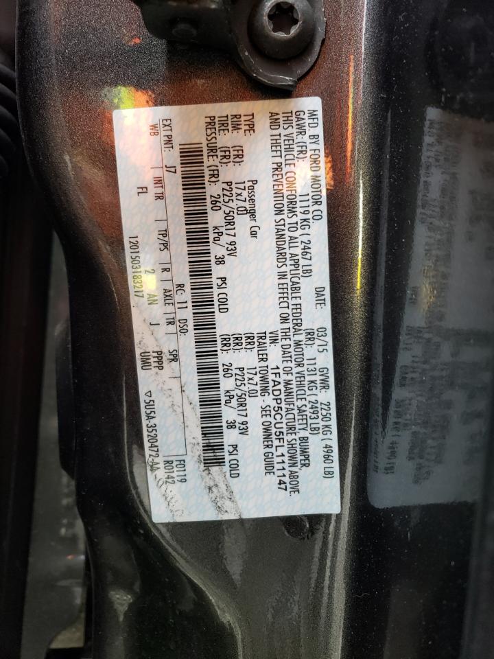2015 Ford C-MAX VIN 1FADP5CU5FL111147 Copart auction photo, front end / mechanical damage thumbnail 12
