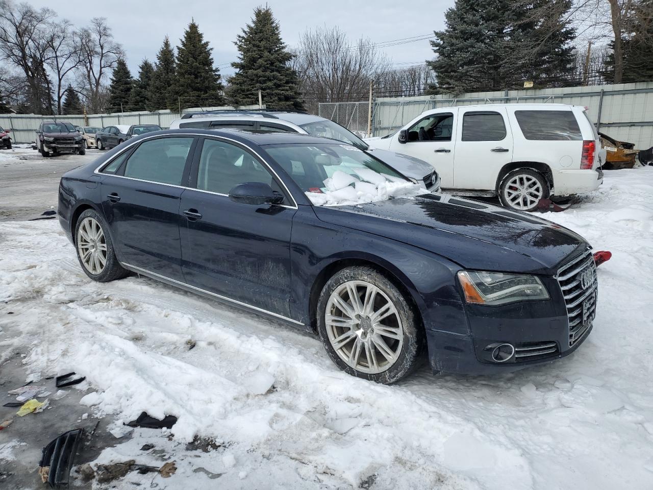 2014 Audi A8 VIN WAURGAFD9EN002114 Copart auction photo, front end / mechanical damage thumbnail 4