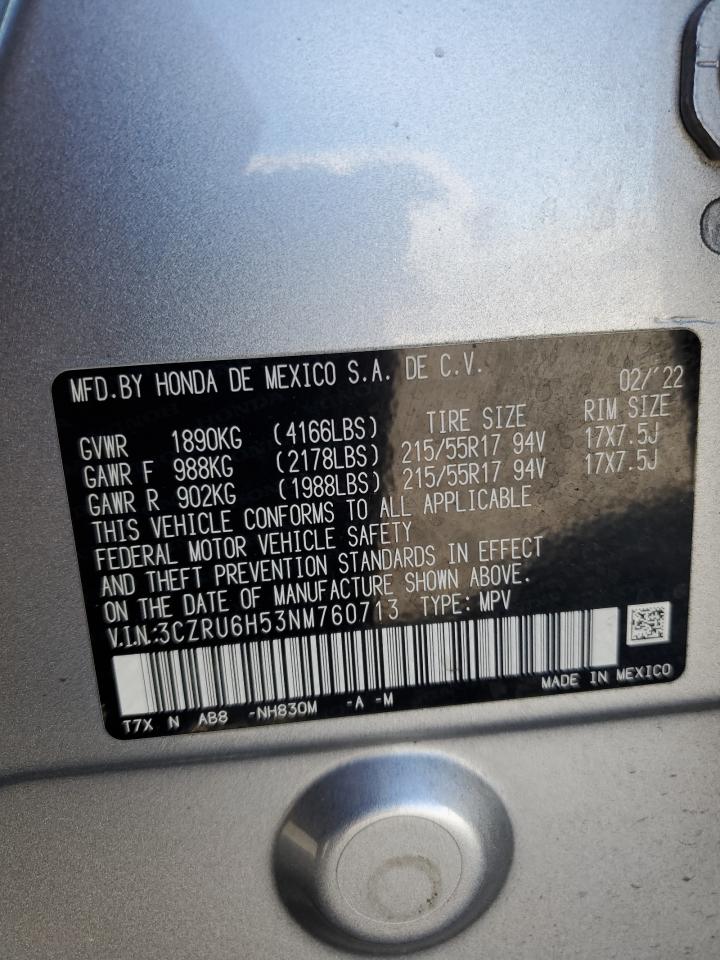 2022 Honda HR-V VIN 3CZRU6H53NM760713 Copart auction photo, front end damage thumbnail 15