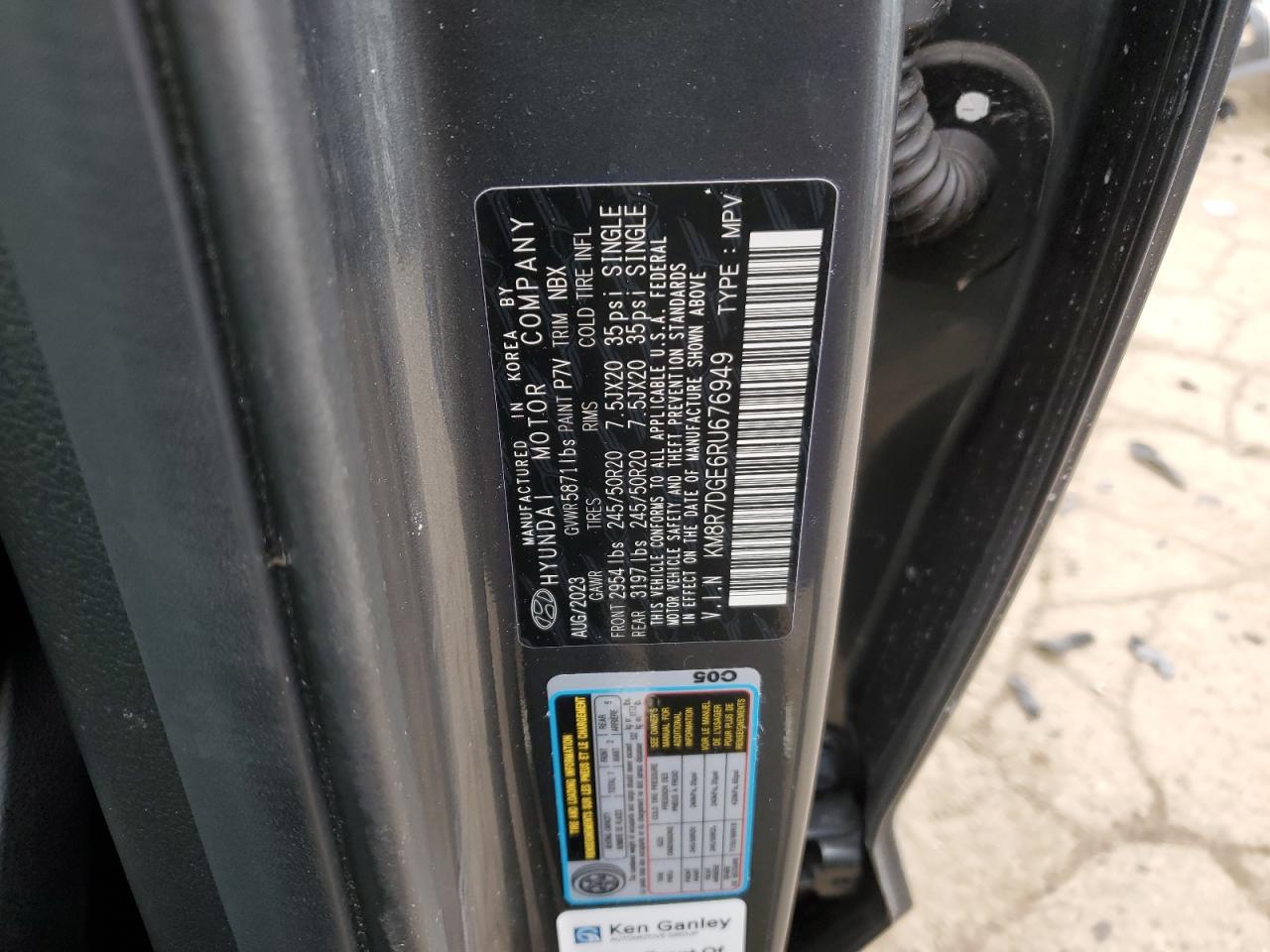 2024 Hyundai Palisade VIN KM8R7DGE6RU676949 Copart auction photo, side / front end damage thumbnail 14
