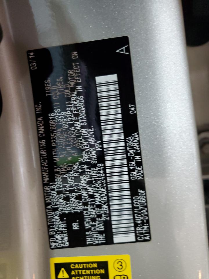 2014 Lexus RX VIN 2T2BK1BA0EC248448 Copart auction photo, front end / side damage thumbnail 13