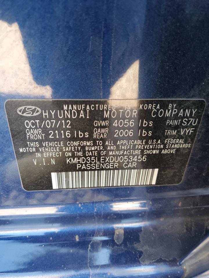 2013 Hyundai Elantra VIN KMHD35LEXDU053456 Copart auction photo, undercarriage damage thumbnail 12