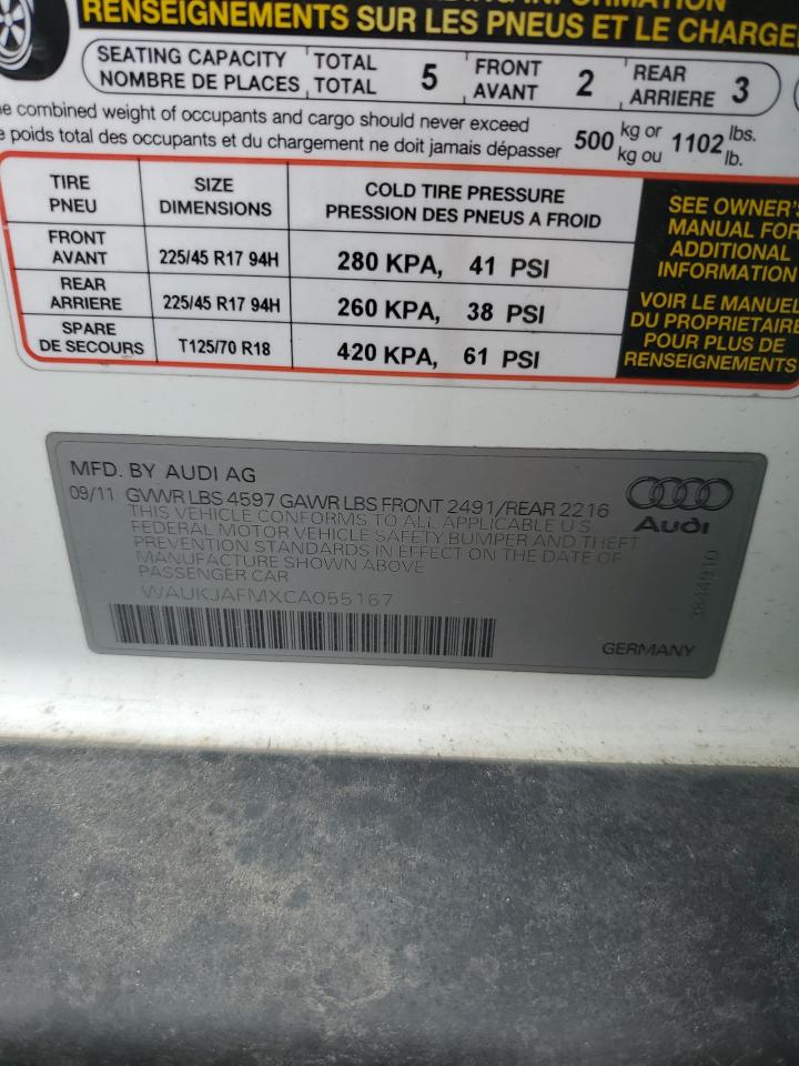 2012 Audi A3 VIN WAUKJAFMXCA055167 Copart auction photo, front end damage thumbnail 12