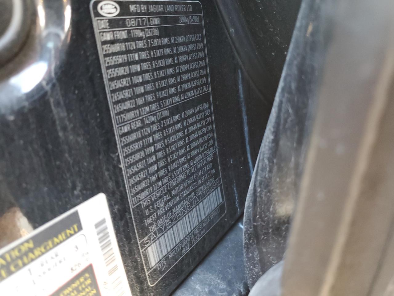 2018 Land Rover Range Rover VIN SALYB2RN8JA716298 Copart auction photo, front end damage thumbnail 14