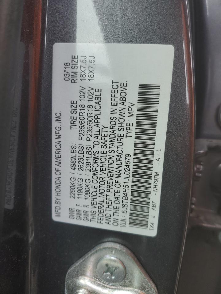 2018 Acura RDX VIN 5J8TB4H51JL024579 Copart auction photo, undercarriage / front end damage thumbnail 13
