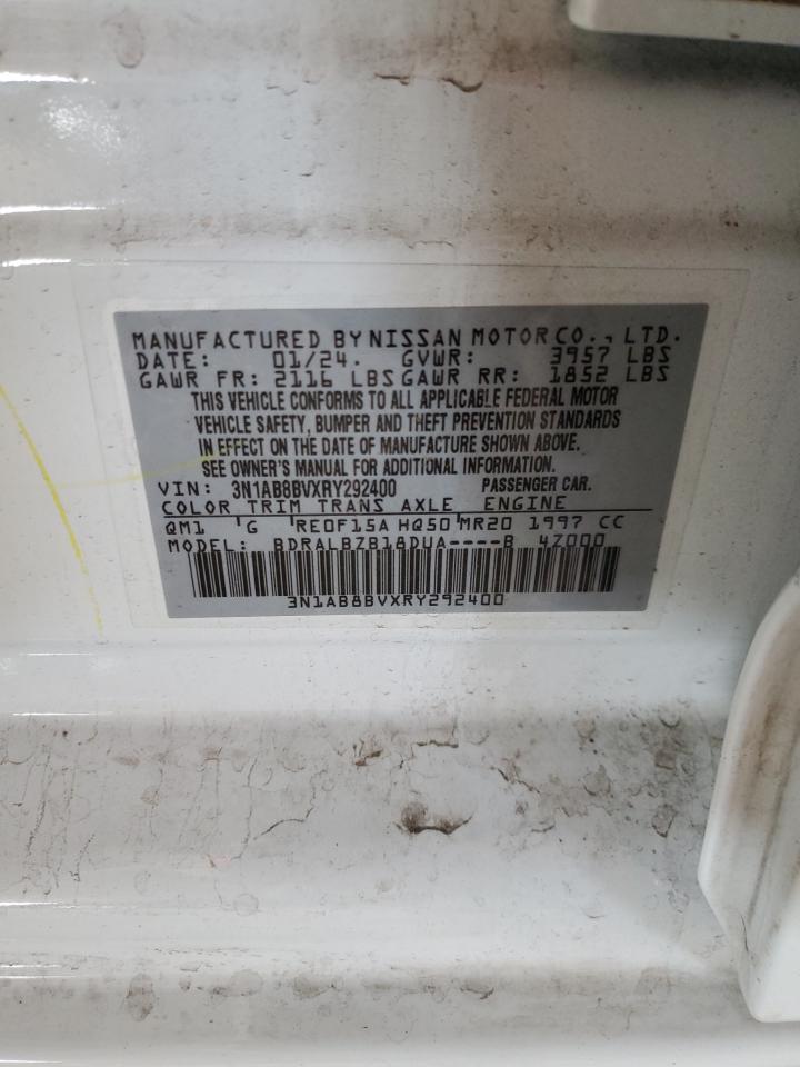 2024 Nissan Sentra VIN 3N1AB8BVXRY292400 Copart auction photo, front end / side damage thumbnail 14
