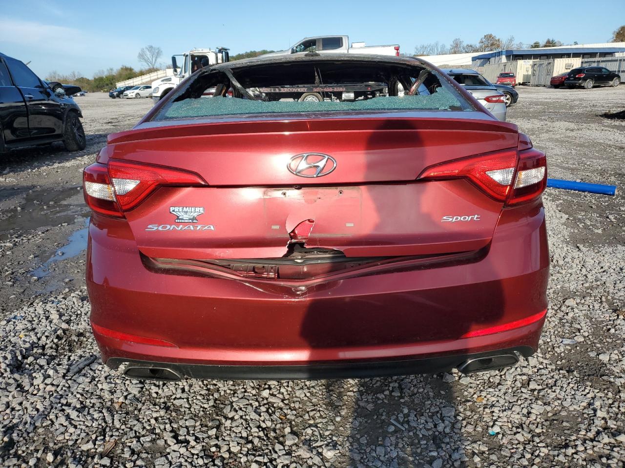 2015 Hyundai Sonata VIN 5NPE34AF5FH096887 Copart auction photo, burn damage thumbnail 6