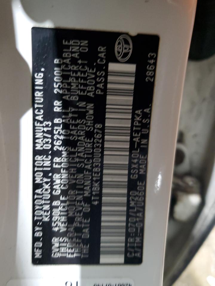 2013 Toyota Avalon VIN 4T1BK1EB3DU032678 Copart auction photo, front end / minor dent/scratches damage thumbnail 12