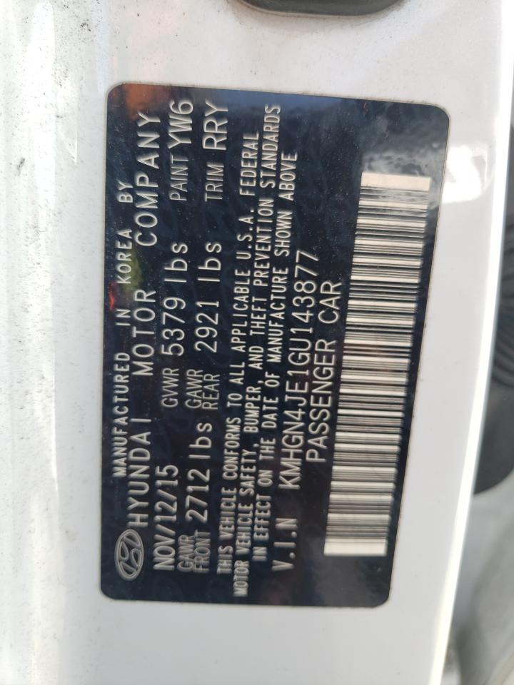 2016 Hyundai Genesis VIN KMHGN4JE1GU143877 Copart auction photo, front end damage thumbnail 14