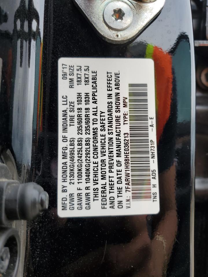 2017 Honda CR-V VIN 7FARW1H98HE036213 Copart auction photo, front end damage thumbnail 13