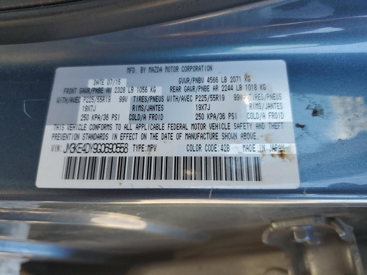 2016 Mazda CX-5 VIN JM3KE4DY9G0690558 Copart auction photo, front end / side damage thumbnail 13