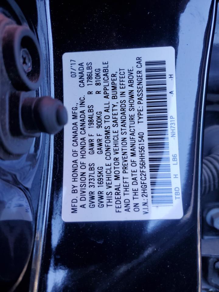 2017 Honda Civic VIN 2HGFC2F56HH561540 Copart auction photo, front end damage thumbnail 14