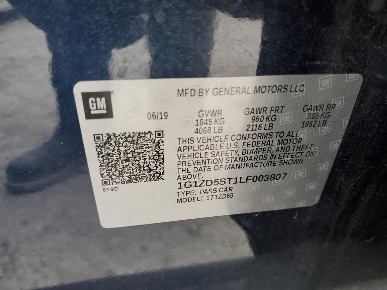 2020 Chevrolet Malibu VIN 1G1ZB5ST1LF003807 Copart auction photo, front end / side damage thumbnail 12