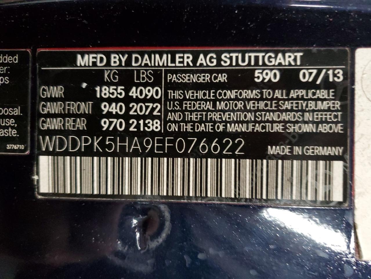 2014 Mercedes-Benz SLK-klasse VIN WDDPK5HA9EF076622 Copart auction photo, minor dent/scratches damage thumbnail 12